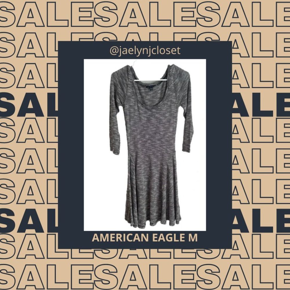American Eagle Fit and Flare Black and White Dress